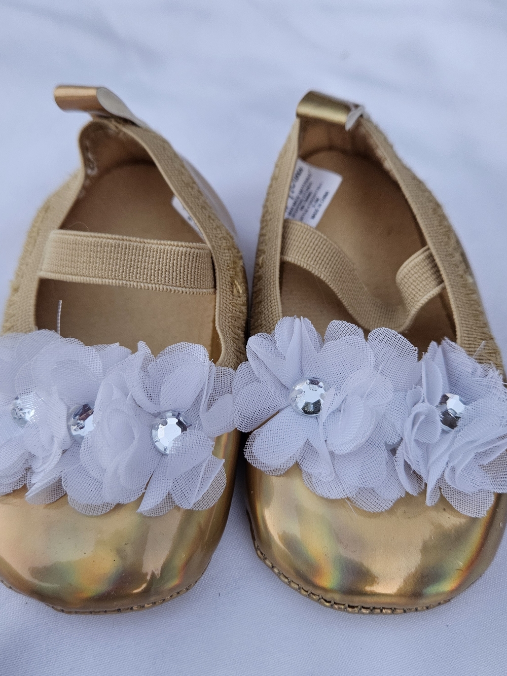 Stepping Stones Gold Floral Baby Girls Mary Jane Shoes